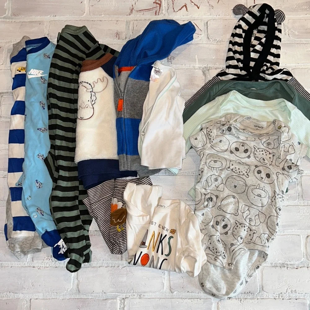 Babyboy 6m fall & winter footie sweater onesie bundle!!